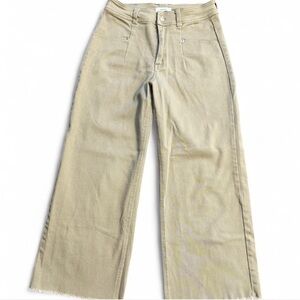 Women's Tan Wide-Leg cropped jeans. 26”